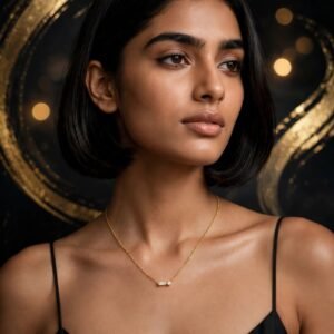 Dual Cut Zircon Gold-Plated Pendant Necklace for Women