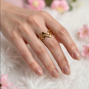 Gold Plated Wave Design Adjustable Ring